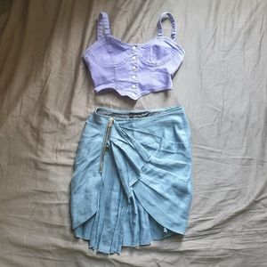Isabel Marant blue linen ruffle skirt